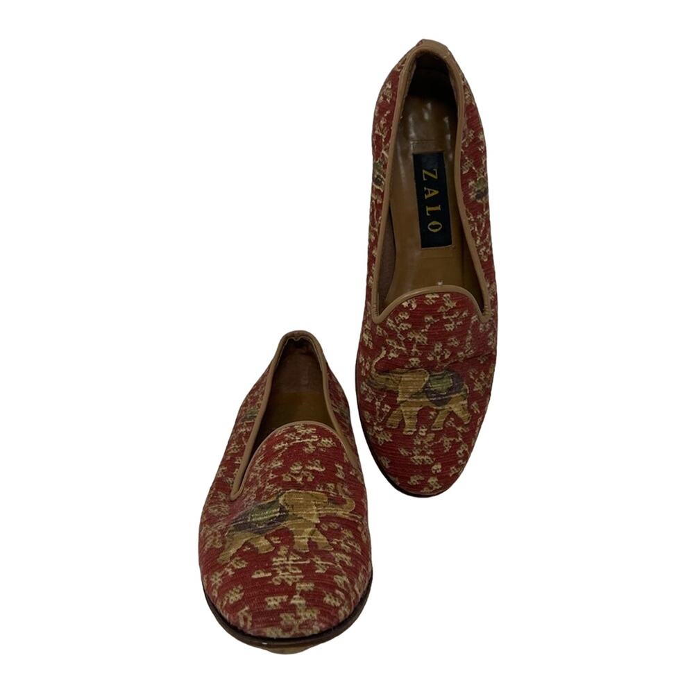 ZALO-Velvet Elephant Tapestry Flat Loafers
